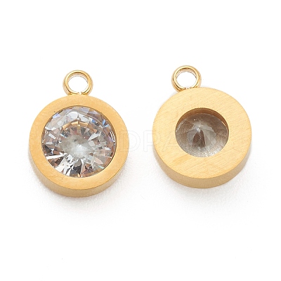 304 Stainless Steel Rhinestone Charms STAS-Z009-16G-1