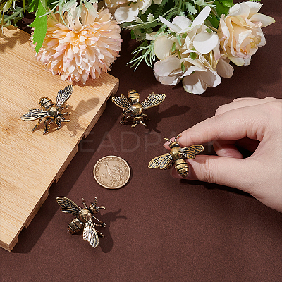 Brass Figure Bees Display Decorations DJEW-WH0015-153-1