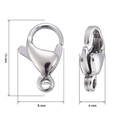 Tarnish Resistant 304 Stainless Steel Lobster Claw Clasps STAS-AB13-1