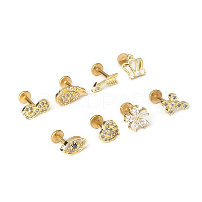 Brass Micro Pave Clear Cubic Zirconia Cartilage Earrings WGF4DCF-09-1