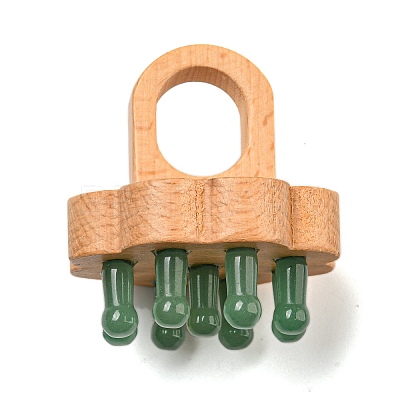 Natural Green Aventurine Scalp Massager AJEW-G058-02D-1