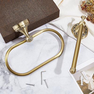 2 Bags 2 Styles Brass Wall Mounted Towel Ring Holder & Toilet Paper Holders Sets AJEW-TW0001-17-1