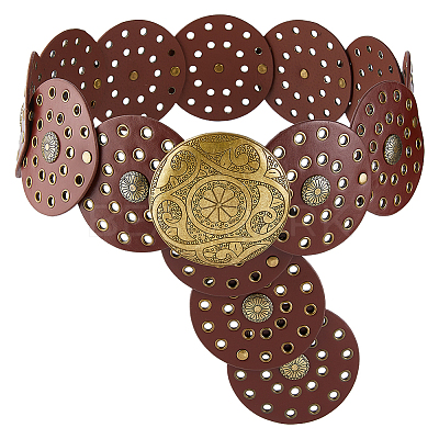Vintage Imitation Leather Disc Chain Belts AJEW-WH0696-051A-1