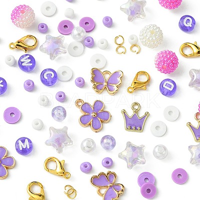 DIY Round Acrylic & Glass Beads Bracelets Jewelry Kits DIY-FS0006-29C-1