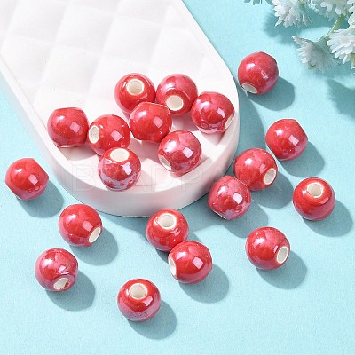 Glazed Porcelain Round Beads PORC-S489-8mm-14-1