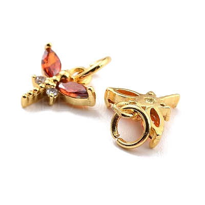 Brass Micro Pave Cubic Zirconia Charms KK-A156-07G-RS-1