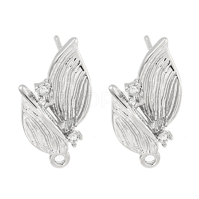 Brass Micro Pave Cubic Zirconia Stud Earring Findings LS-KK-U015-05P-1