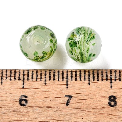 Handmade Green Sand Lampwork Beads LAMP-T023-04A-01-1