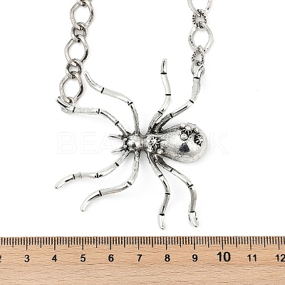 Alloy Crystal Rhiniestone Big Spider Pendant Necklaces for Women Men NJEW-H061-01AS-1
