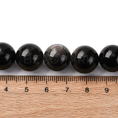 Natural Silver Sheen Obsidian Beads Strands G-F808-C01-14mm-1