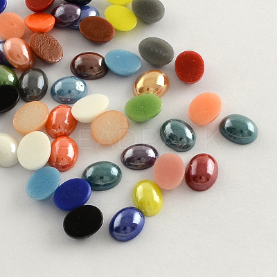 Pearlized Plated Opaque Glass Cabochons X-PORC-S804-13x18-M-1