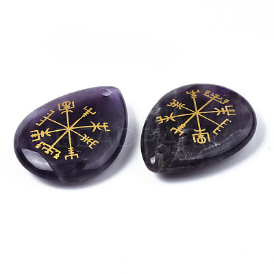 Natural Amethyst Pendants G-T122-72E-1