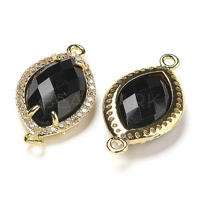 Natural Obsidian Faceted Horse Eye Connector Charms G-G181-07G-08-1