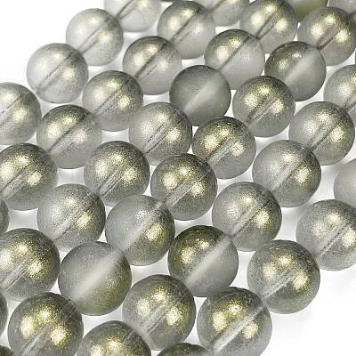 Frosted Transparent Glass Bead Strands GLAA-P065-10mm-12-1