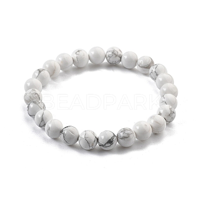 Natural Howlite Beaded Stretch Bracelets BJEW-Q692-42-8mm-1