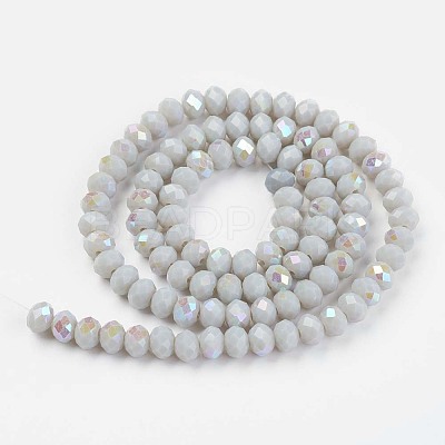 Electroplate Opaque Solid Color Glass Beads Strands X1-EGLA-A034-P6mm-L16-1