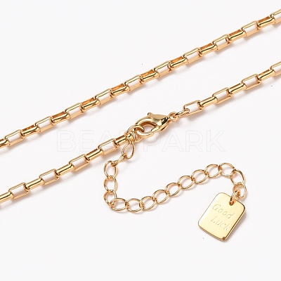 Brass Box Chain Necklaces NJEW-H206-01B-G-1