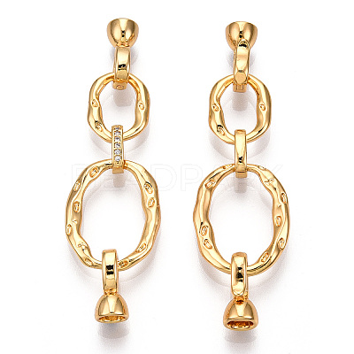 Brass Micro Pave Cubic Zirconia Fold Over Clasps KK-P223-50G-1