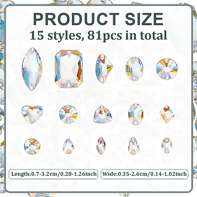 81Pcs 15 Styles Sew on Rhinestone GLAA-ME0001-03-1