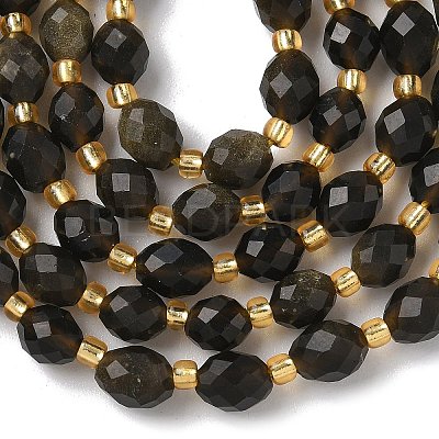 Natural Golden Sheen Obsidian Beads Strands G-F809-A27-01-1