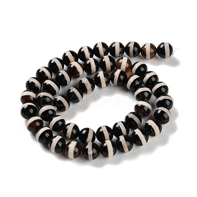 Natural Tibetan Striped Pattern dZi Agate Beads Strands G-B084-A04-02-1