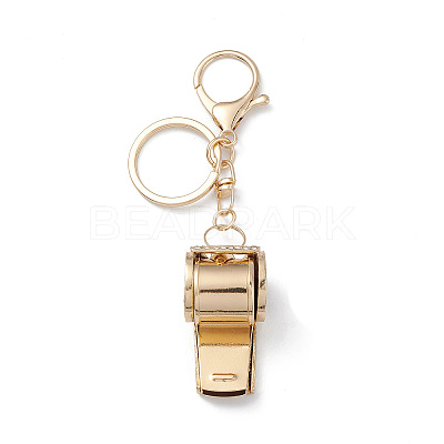 Shining Zinc Alloy Rhinestone Whistle Pendant Keychain KEYC-O014-01G-04-1