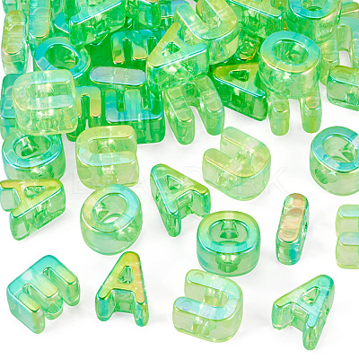 50Pcs 5 Styles UV Plating Rainbow Iridescent Acrylic Beads OACR-TA0004-67D-1
