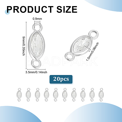 20Pcs 925 Sterling Silver Pave Clear Cubic Zirconia Connector Charms FIND-PH0028-74-1