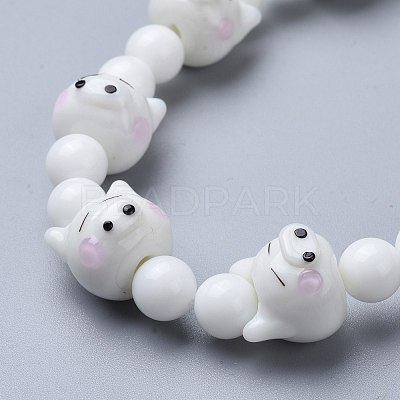 Handmade Lampwork Beads Strands PORC-K002-02D-1
