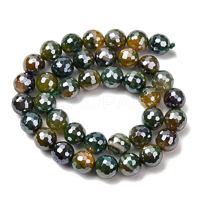 Electroplated Natural Agate Beads Strands G-B191-A07-10mm-19-1