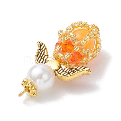 Luminous Handmade Glass Seed Beaded Angel Pendants PALLOY-MZ00963-04-1