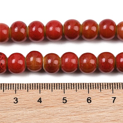 Handmade Fancy Antique Glazed Porcelain Ceramic Round Beads Strands PORC-L019-8mm-08-1