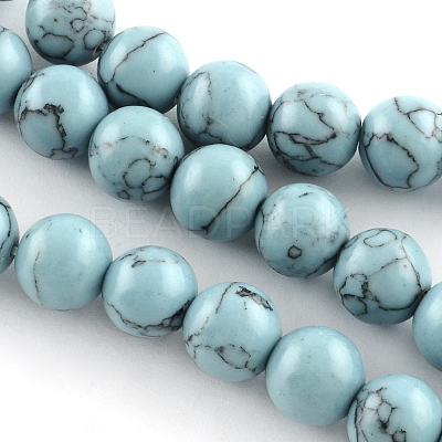 Synthetical Turquoise Gemstone Round Bead Strands TURQ-R035-6mm-03-1