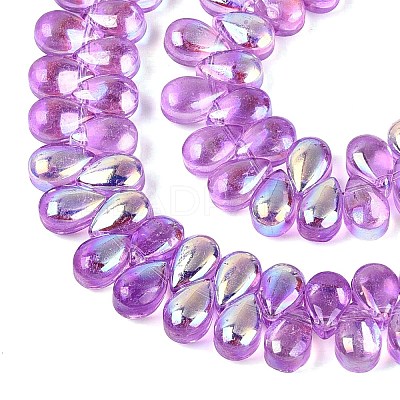 Electroplate Transparent Glass Beads Strands EGLA-N057-01A-08-1