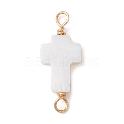 Natural Freshwater Shell Connector Charms PALLOY-JF02441-01-1