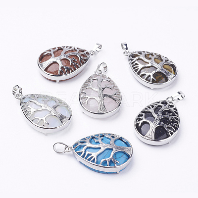 Natural & Synthetic Mixed Stone Pendants G-E421-P-1