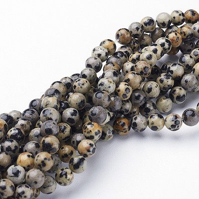 Natural Dalmatian Jasper Bead Strands G-R345-6mm-51-1