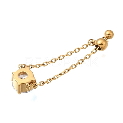 304 Stainless Steel Pave Cubic Zirconia Adjustable Chain Rings RJEW-P189-01B-G-1