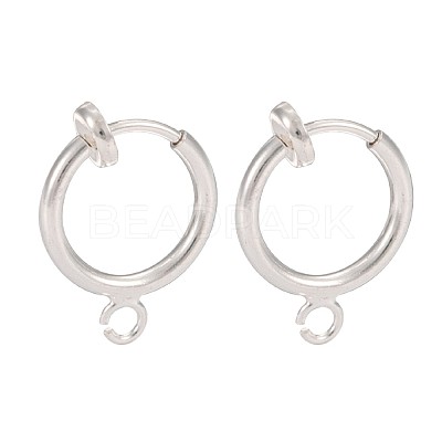 Brass Clip-on Hoop Earring Findings KK-P102-01S-1
