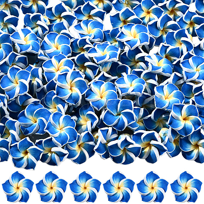100Pcs Handmade Polymer Clay 3D Flower Plumeria Beads CLAY-SC0002-48A-1