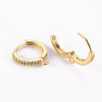 Brass Micro Pave Clear Cubic Zirconia Hoop Earring Findings ZIRC-S068-009A-NF-1