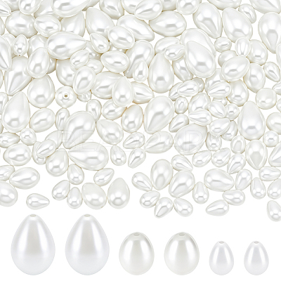 160Pcs 3 Styles Glass Pearl Teardrop Beads HY-NB0001-06B-1