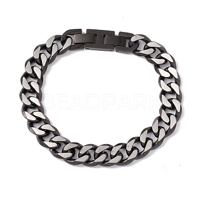 Ion Plating(IP) 304 Stainless Steel Curb Chains Bracelet for Men Women BJEW-B063-01B-1