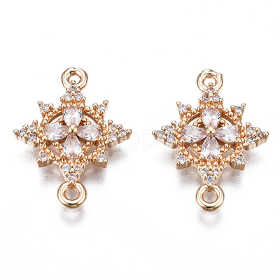 Brass Micro Pave Clear Cubic Zirconia Links Connectors KK-S359-146-RS-1