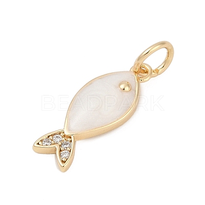 Brass Micro Pave Cubic Zirconia and Enamel Pendants KK-Q096-10G-1