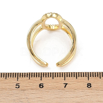 Brass Micro Pave Cubic Zirconia Cuff Rings for Women RJEW-F186-02G-1
