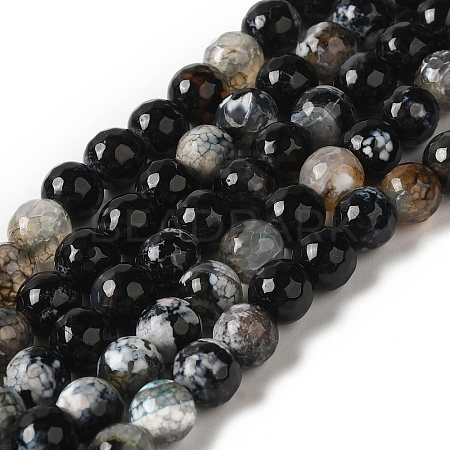 Dyed & Heated Natural Fire Crackle Agate Beads Strands G-P539-B01-10-1