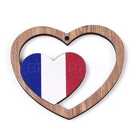 French Theme Printed Wood Pendants WOOD-N016-12-1