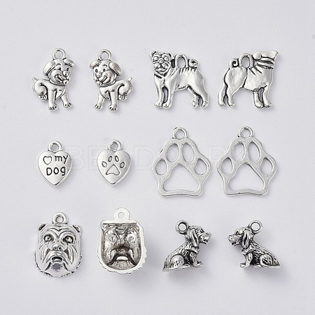 Tibetan Style Alloy Puppy Pendants TIBEP-X0185-78-1