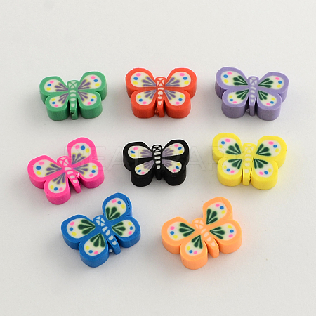 Handmade Polymer Clay Butterfly Beads X-CLAY-Q219-011-1